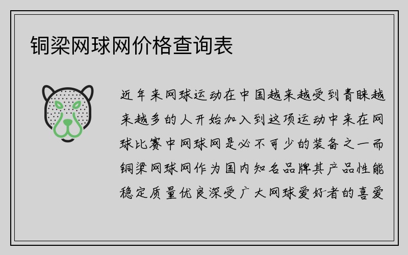 铜梁网球网价格查询表